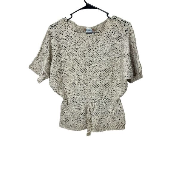 J.M. Pink Tan Crochet Toe Waist Top Blouse‎ Size S - Picture 1 of 7